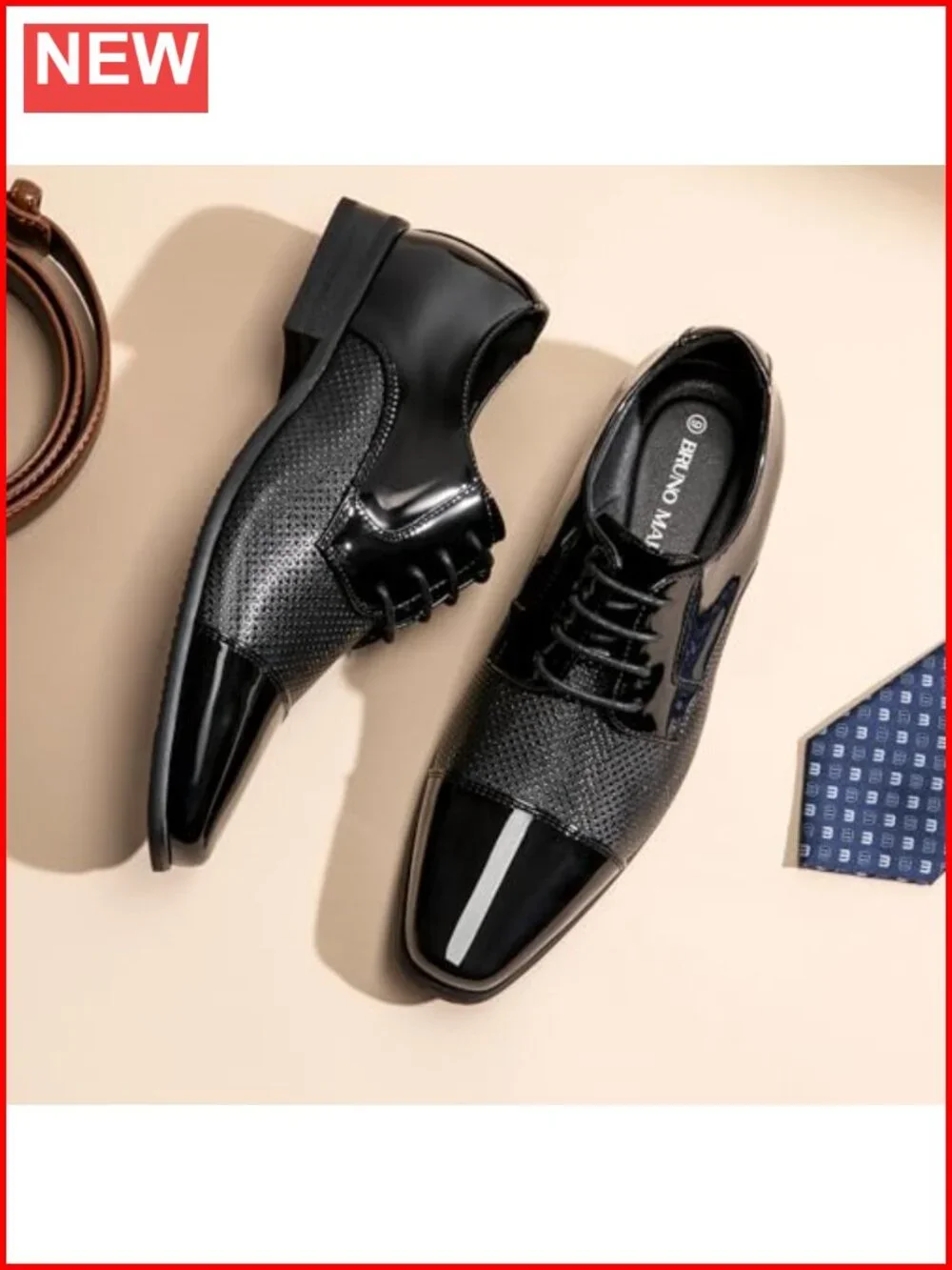 Men's Patent Vegan Leather Oxfords Formal Dress Shoes Lace-up